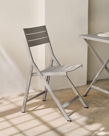 Folding outdoor chair Torreta made of aluminum with light grey finish