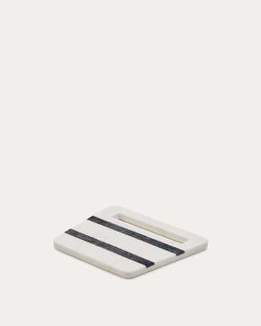 Nira square serving board in black and white marble