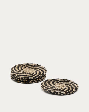 Zerim set of 4 black seagrass coasters