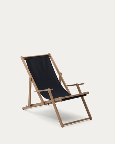 Transat pliant d’extérieur Vilara noir en bois d’acacia FSC 100%