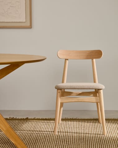 Beige Nayme chair made from ash veneer and solid cork wood legs