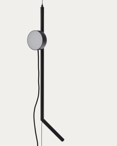 Orey black metal lamp stand with multi-position spotlight and UK adaptor
