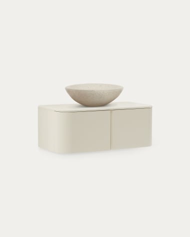 Moble de bany Salaya de fusta contraxapada de freixe amb acabat lacat beix 90 x 45 cm