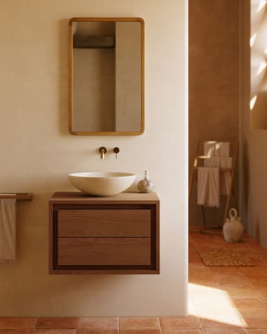 Kenta bathroom furniture in solid teak wood with a natural finish,  60 x 45 cm