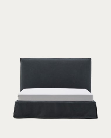 Letto sfoderabile Jaira in lino e cotone grigio antracite per materasso da 160 x 200 cm FSC Mix Credit
