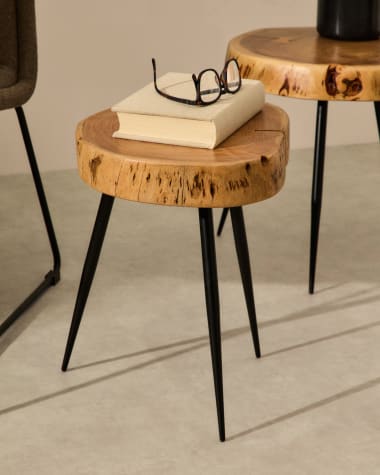 Eider solid acacia wood and steel side table, Ø 35 cm