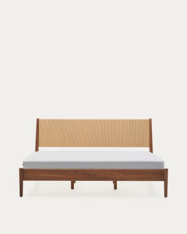 Elan bed in veneer and solid walnut wood with cord mattress 180 x 200 cm FSC Mix Credit