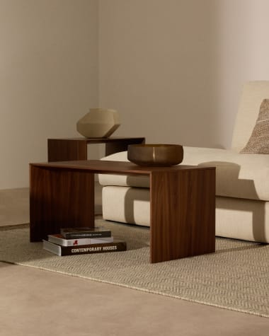 Litto walnut veneer coffee table with a natural colour finish, 90 x 45 cm