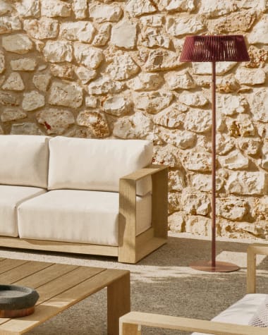 Ηλιακό επιδαπέδιο φωτιστικό outdoor Aldet από σκοινί τερακότα Ø46 εκ.