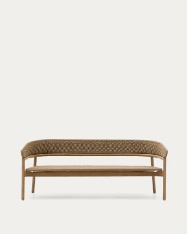 Canapé 3 places Arinella en bois d’acacia, finition ton naturel et corde beige FSC 100 % 167 cm