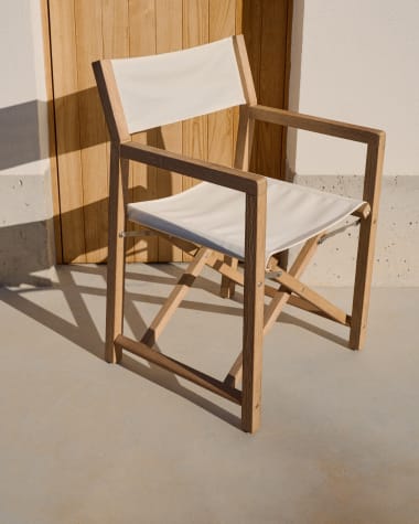 Vilara white outdoor folding chair made of FSC 100% solid acacia wood