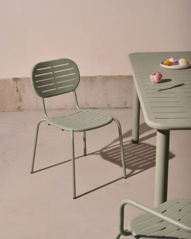 Brai stackable outdoor chair in turquoise galvanised steel