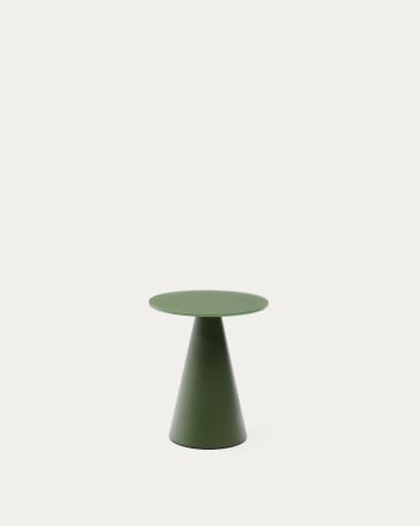 Table d'appoint Wilshire verre trempé dépoli et acier finition vert mat Ø35 cm
