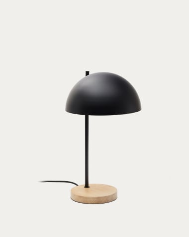 Catlar ash wood and metal table lamp in a black painted finish Australia adaptor