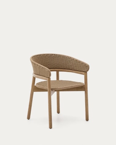 Chaise Arinella en bois d’acacia avec finition ton naturel et corde beige FSC 100 %
