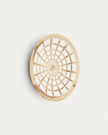 Mely solid munggur wood wall panel white Ø 45 cm