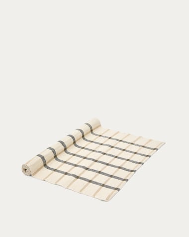 Runner da tavola Gridal in juta a righe beige e nere 150 x 50 cm