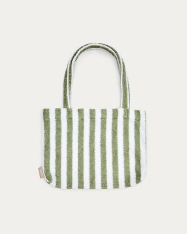 Saco Nuni de algodão riscas branco e verde