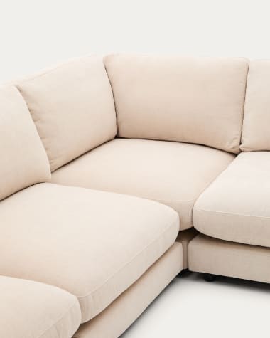Gala corner sofa 6-seater in beige chenille FSC Mix Credit 300 x 300 cm