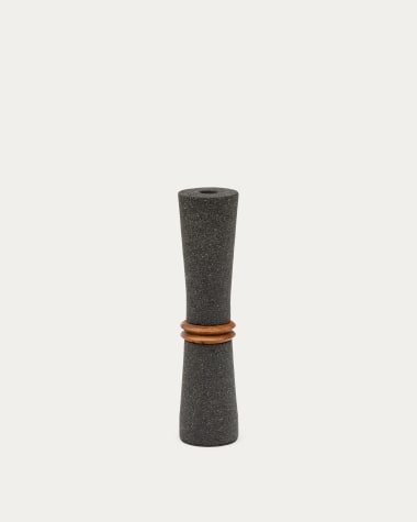 Vase Naro aus Stein mit Ringdetails, 30 cm