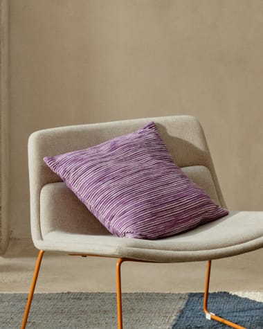 Niera purple striped cotton jacquard cushion cover 45 x 45cm