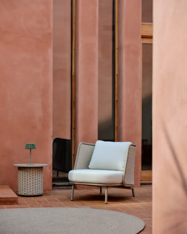 Sedalis outdoor armchair in aluminium and taupe rope cord