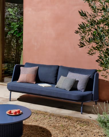 Sedalis outdoor 3-seater sofa in aluminium and blue rope cord 210cm