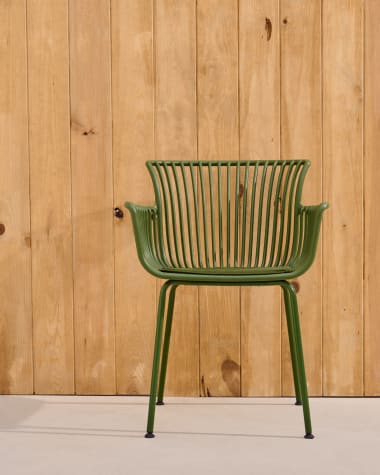 Surpika outdoor chair with green steel legs