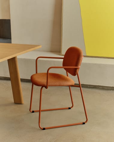 Meli chair in terracotta chenille with terracotta metal frame FSC Mix Credit