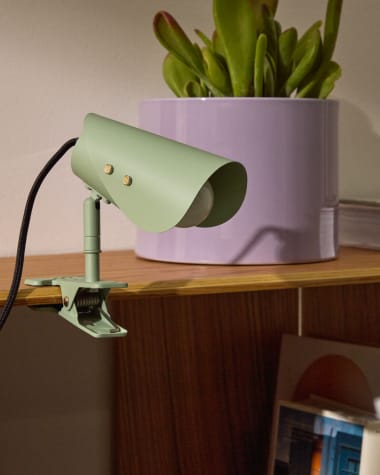 Jula small lamp with clamp in green metal