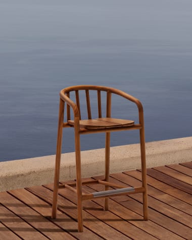 Turqueta outdoor stool made of FSC 100% solid teak wood, height 65cm