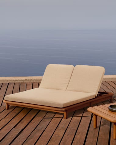 Turqueta double sun lounger made of FSC 100% solid teak wood