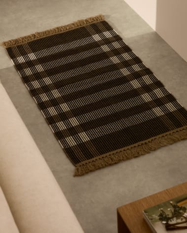 Rug Barani in synthetic fibers brown and black 60 x 90 cm