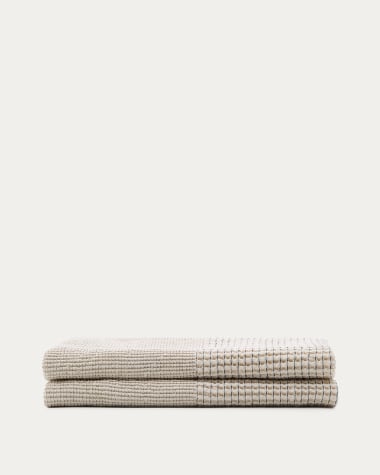 Couvre-lit Mabile 100 % coton jacquard à rayures bleues pour lit de 90/135 cm