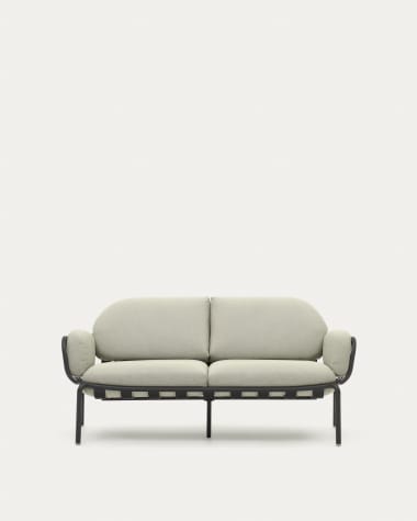 Canapé d'extérieur Joncols 2 places avec revêtement beige aluminium finition peinte grise 164 cm