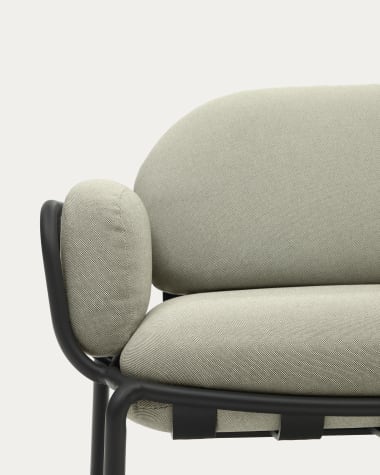 Canapé d'extérieur Joncols 3 places avec revêtement beige et aluminium finition peinte grise 225 cm