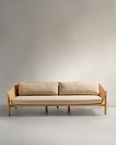 Canapé Galea 3 places en bois de teck et rotin synthétique 223 cm FSC 100 %