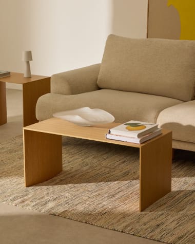 Litto oak veneer coffee table with a natural colour finish, 90 x 45 cm