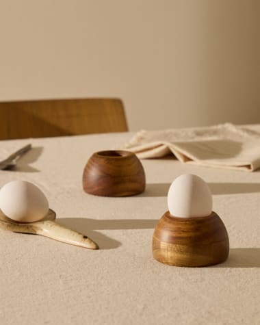 Nukha set of 2 egg cups in FSC 100% acacia wood