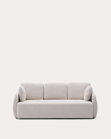 Laira 3-seater chenille sofa bed, ecru, 218 cm, FSC Mix Credit