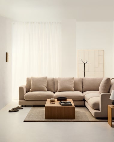 Canapé d'angle Gala 6 places en chenille beige FSC Mix Credit 300 x 300 cm