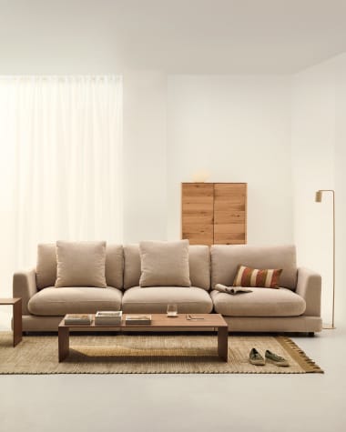 Sofa Gala 4-seater in beige chenille FSC Mix Credit 300 cm
