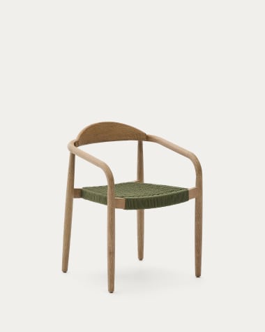 Chaise empilable Nina en bois d’acacia et corde verte FSC 100 %