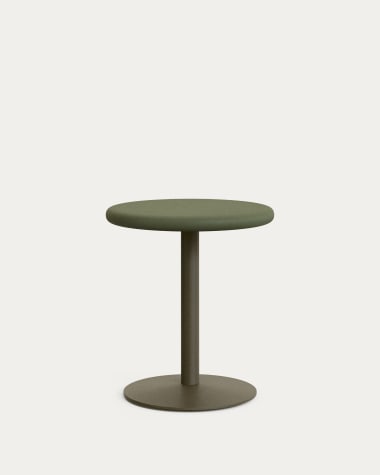 Tavolo rotondo da esterno Esilda con piano in cemento verde Ø 70 cm e piede in acciaio verde Ø 55 x 72 cm