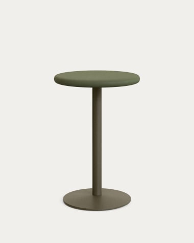 Tavolo alto rotondo da esterno Esilda con piano in cemento verde Ø 70 cm e base in acciaio verde Ø 55 x 96 cm