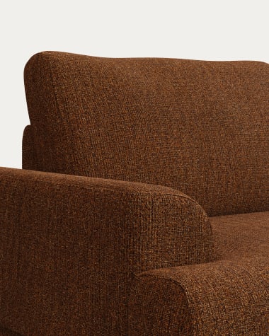 Karin 2-seater sofa dark orange with solid beech wood legs with natural finish, 210 cm