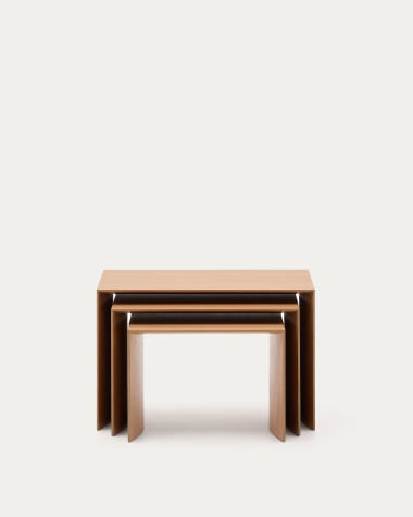Litto set of 3 oak veneer nesting tables 60 x 40 / 51 x 36 / 42 x 31 cm