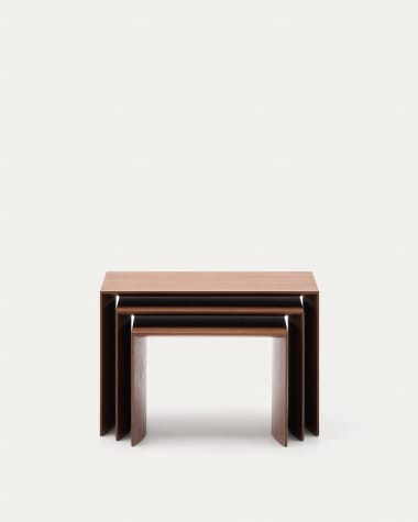 Litto set of 3 walnut veneer nesting tables 60 x 40 / 51 x 36 / 42 x 31 cm