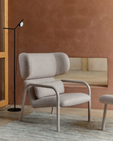 Inari armchair in beige and steel with beige painted finish FSC Mix Credit