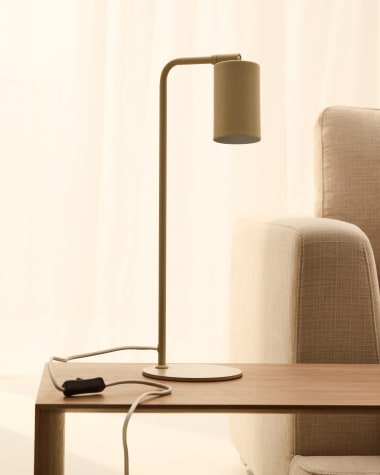 Manie metal desk lamp with beige textured finish